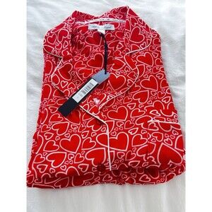 White Mark Women Valentine Pajama Set RED/White HEARTS 2 Piece. Sz L